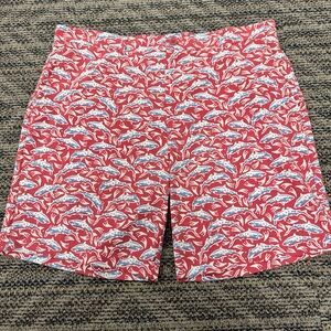Vineyard Vines Performance Breaker Shorts Size 38 Red Mariner Fish Pattern